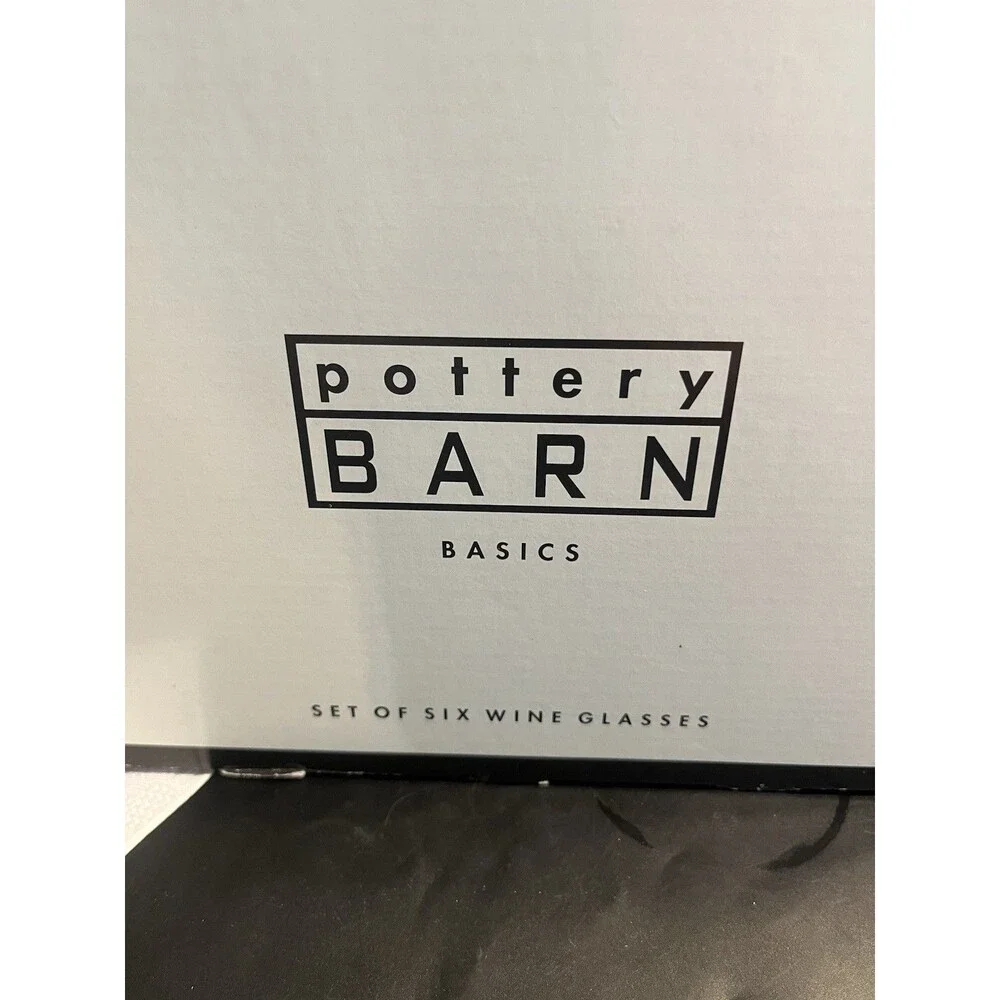 6pc Pottery Barn Clear Glass Wine Goblets Water 11 3/4oz Made in Holland